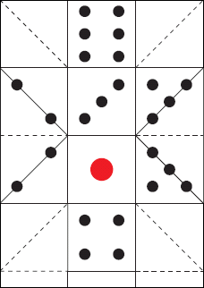 A4用紙で作るサイコロ折り紙のレイアウト図